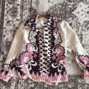 Floral Patterned Blouse in Pink and Black